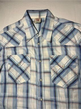 True Religion Mens Western Pearl Snap Buttons Plaid Long Sleeve Shirt Size 2XL
